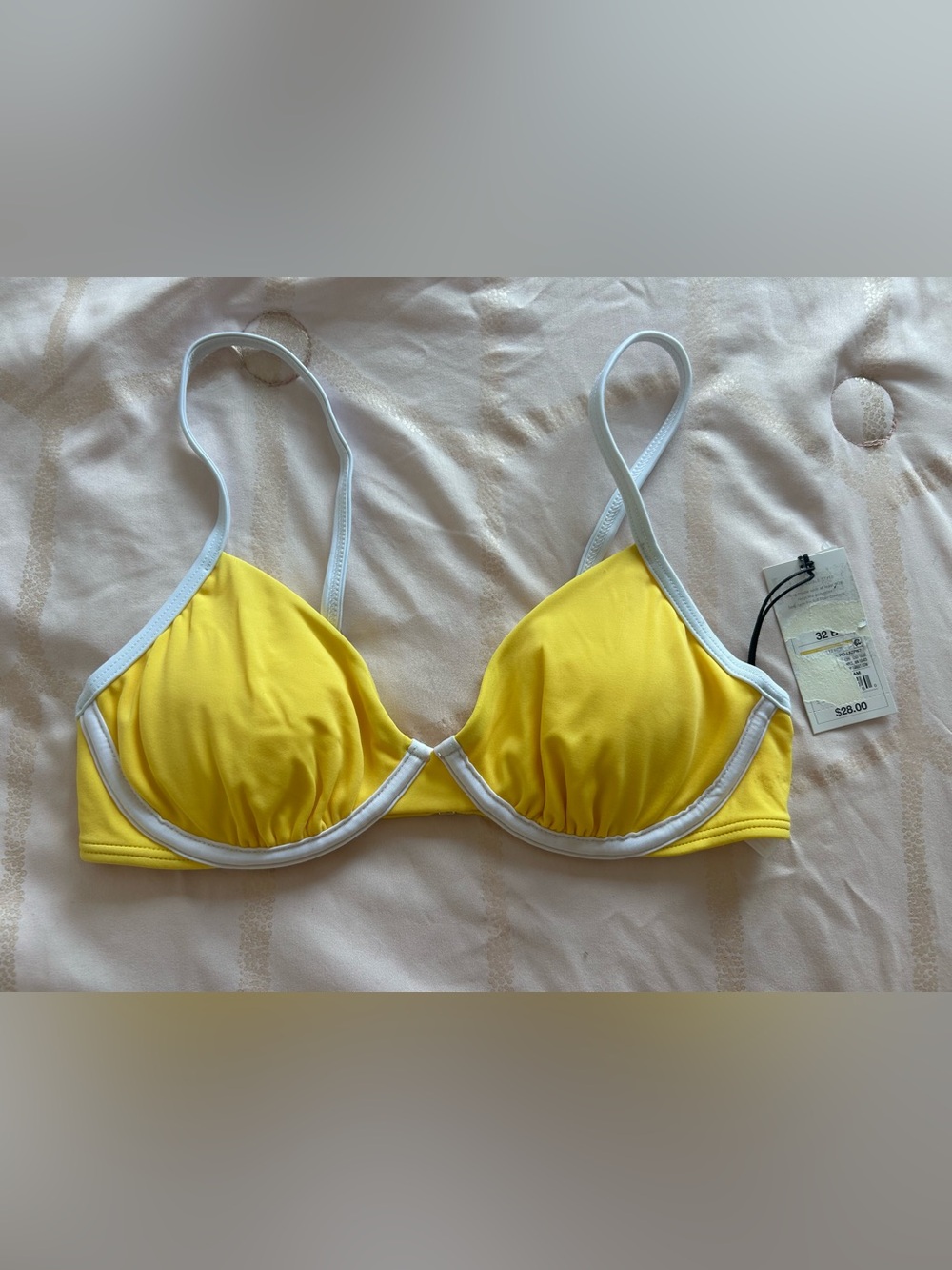 Shade & Shore Yellow and White Padded Bikini Top